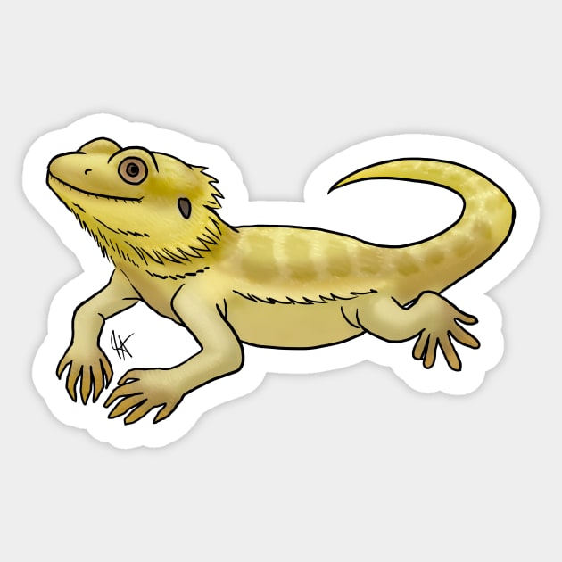 Reptile - Bearded Dragon - Yellow Morph Sticker by Jen's Dogs Custom Gifts and Designs